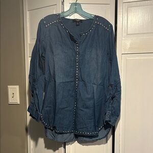 Nine West Blue Denim Top